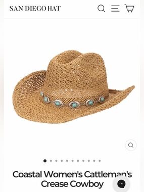 San Diego Hat Company Straw Cowboy Hat with Turquoise Concho Band